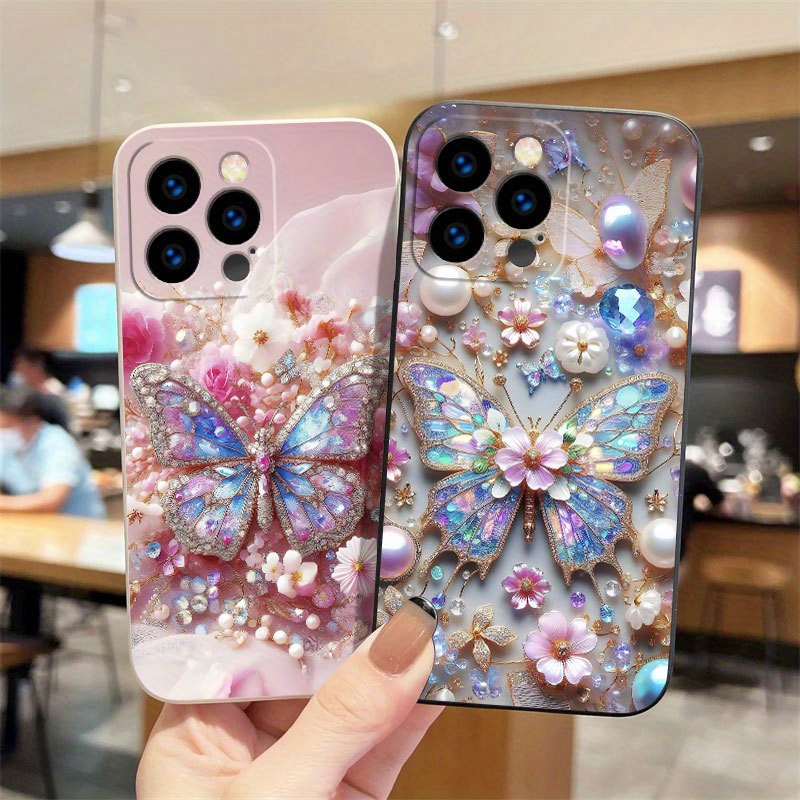 

Tpu Phone Case For Iphone Models 15promax To 11, Protective Fashion Cute Beautiful Couple Case With Butterfly Design [wb357]