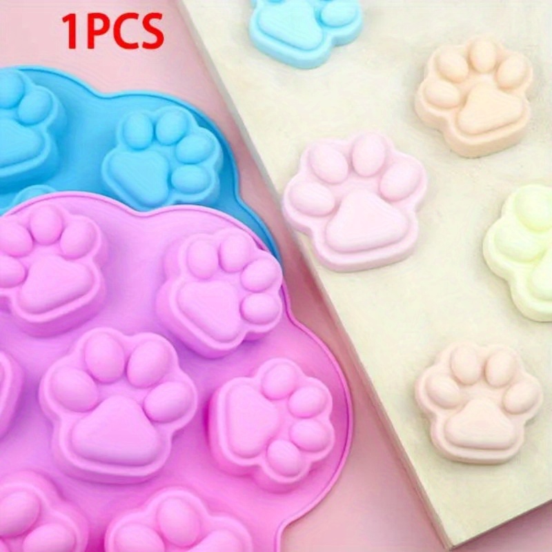 

7-cavity Cat Paw & Dog Footprint Silicone Baking Mold - Uncharged, Non-stick Bakeware For Muffins, Chocolates, And Biscuits