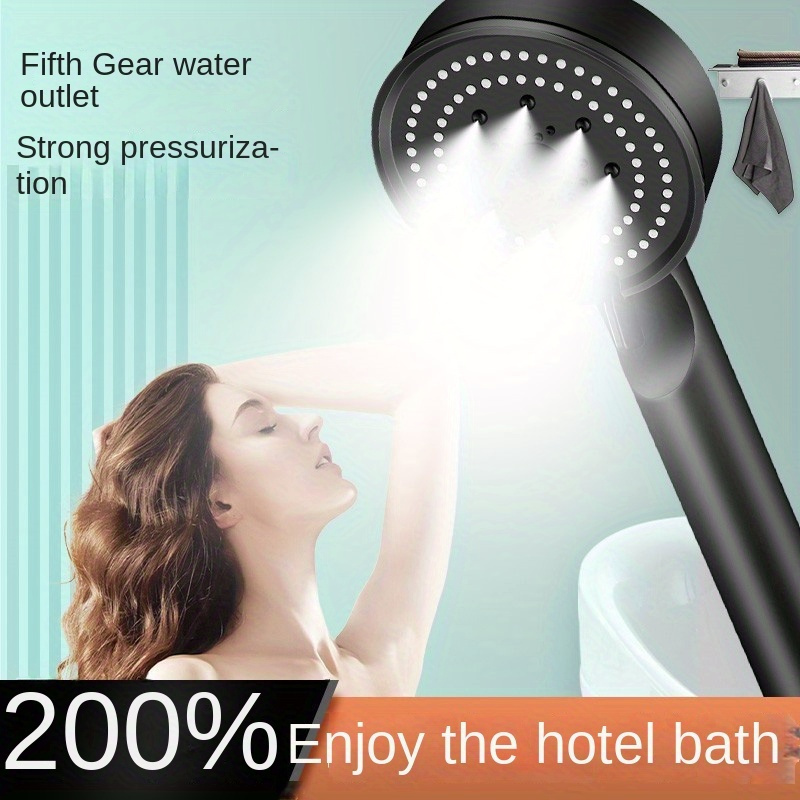 

High Pressure Handheld Shower Head With 5 Adjustable Spray Modes, Silicone Nozzles, Powerful Pressurization, Bathroom Accessory For Luxurious Bath Experience - Universal Fit For Standard Hoses