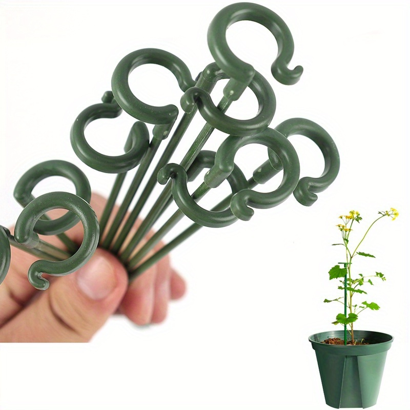 

5pcs Plastic Plant Support Stakes, Garden Flower Vegetable Climbing Plant Holder, Adjustable Potted Plant Trellis Vines Stand - Gardening Fixation And Growth Aid For Balcony Decor