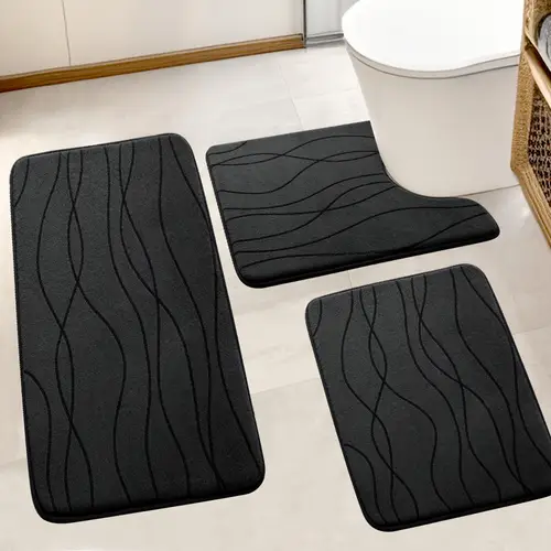 bathroom soft absorbent bath blanket 3 piece set memory foam bath mat set bathroom soft absorbent bath mat bathtub toilet non slip bath blanket machine washable and quick dry bath mat set