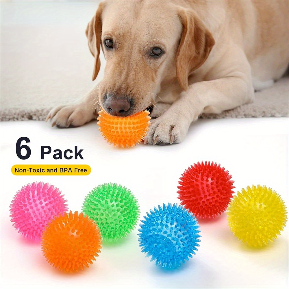 

6-pack Spikey Dog Chew Toys For Teething - Durable, Bpa-free & Non-toxic, Ideal For All Breeds & Sizes