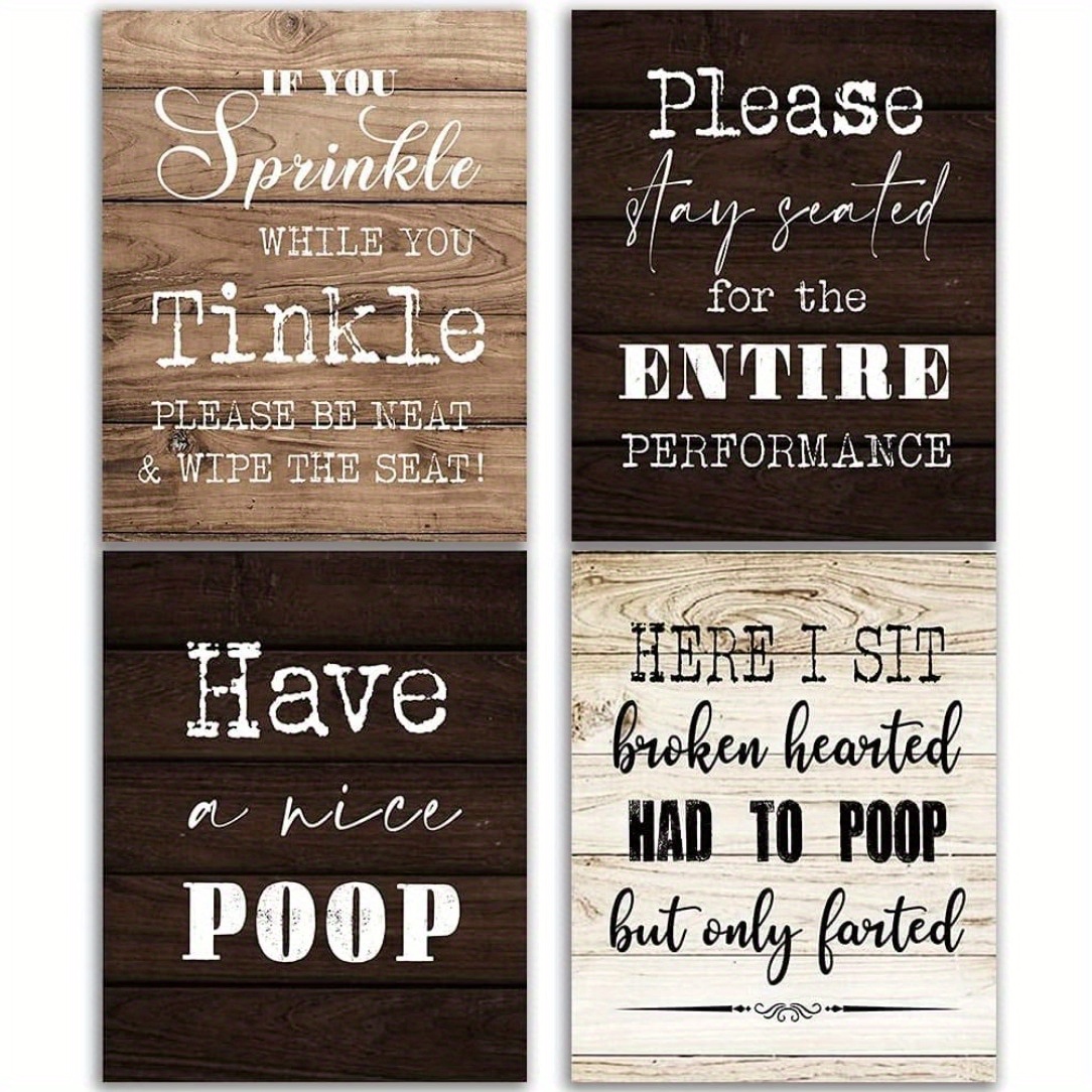 

[ ] 4pcs Bathroom Set - , Wood Art For Bathrooms, & Shops - , 8x10