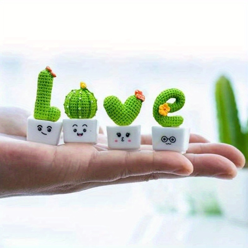 

1set Mini Resin Cactus Ornaments - Desk Decor, Accent, Unique Gift Idea, Office, Study, And Living Room