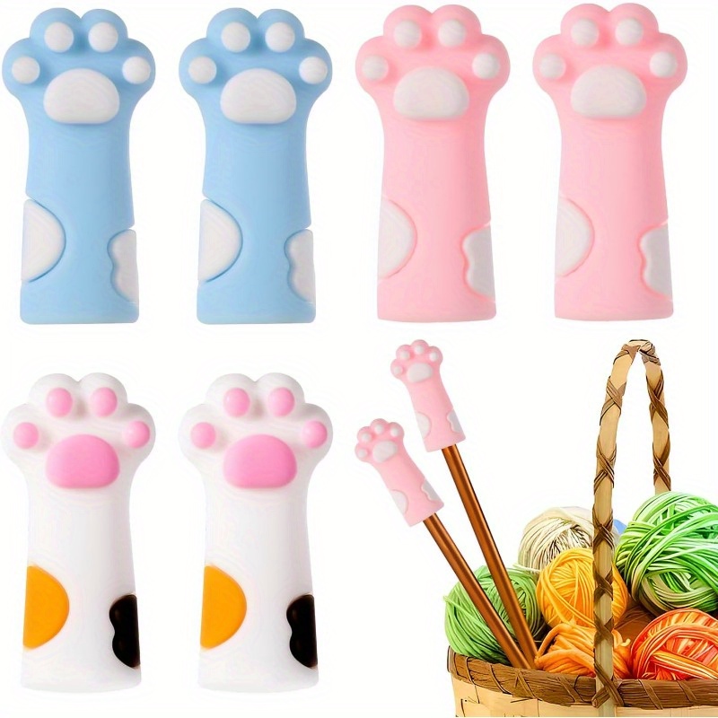 

6pcs Cat Paw Stoppers, Knitting & Crochet Accessories, Tip For 0.31-0.5" - Assorted