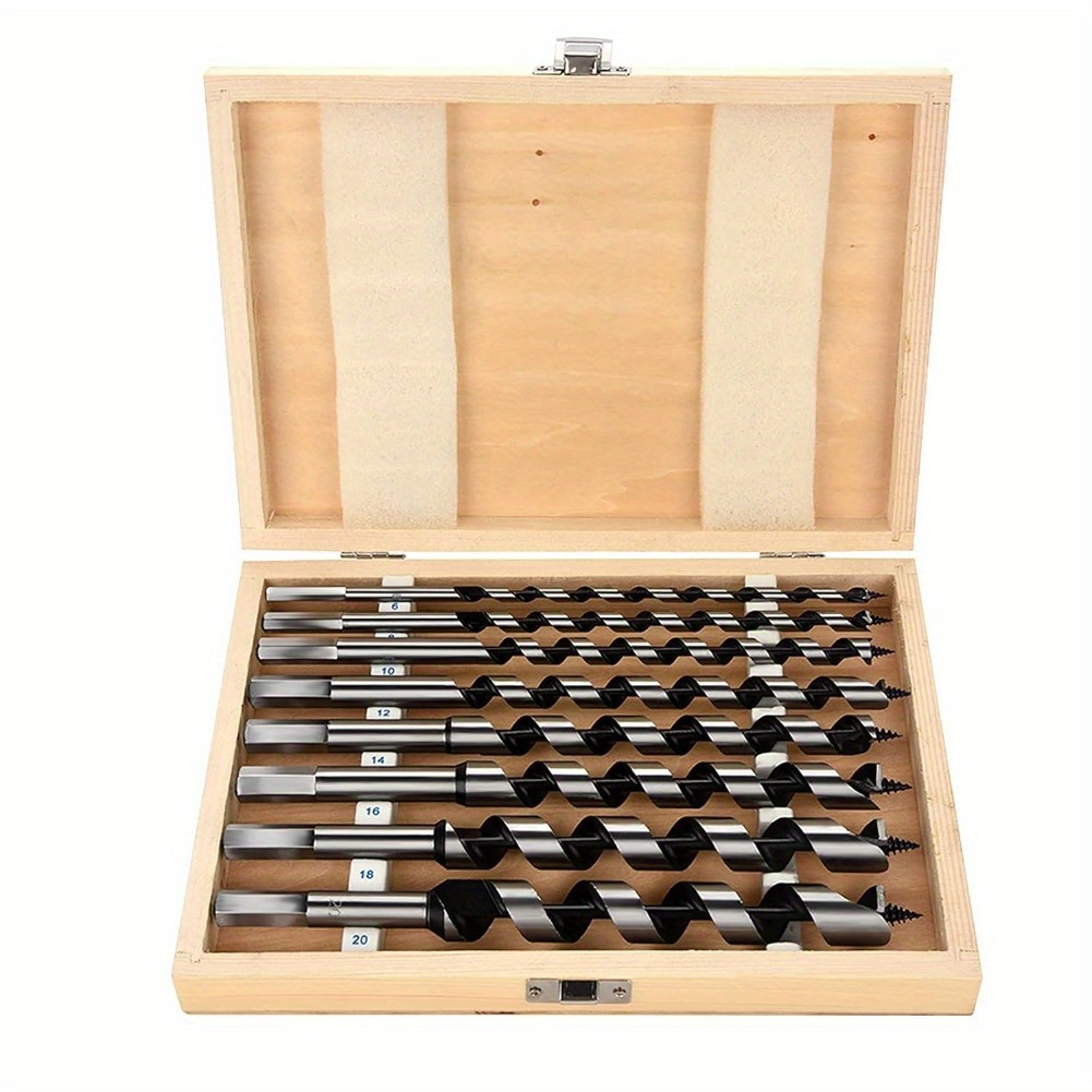 TEMU Cocoarm Wood Drill Bit Set 8-piece 6 Mm Auger Drill Bit Wood Auger Drill Bit Set Wood Drill Bit Spiral Drill Woodworking Tool For Drill 230 Mm