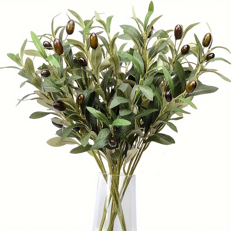 

3/6/10pcs Lifelike Olive Branches With Fruits - Faux Foliage For Home Decor & Wedding Arrangements, Ideal For Party Favors & Creative Gifts