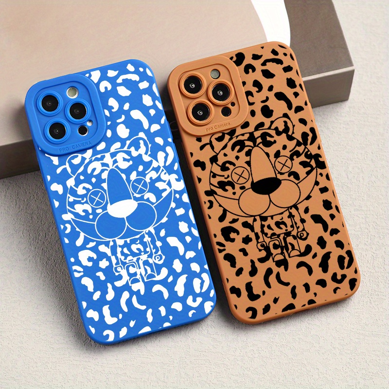 2pcs cases luxury shockproof pattern cartoon animal phone case for iphone 11 12 13 14 15 pro   for x xs max xr 7 8 plus 7p 8p bz2 cell soft car fall all inclusive graphics blue   lens protection back cover 0