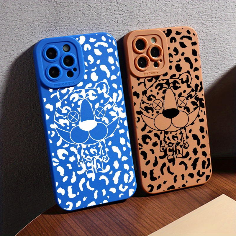 2pcs cases luxury shockproof pattern cartoon animal phone case for iphone 11 12 13 14 15 pro   for x xs max xr 7 8 plus 7p 8p bz2 cell soft car fall all inclusive graphics blue   lens protection back cover details 4