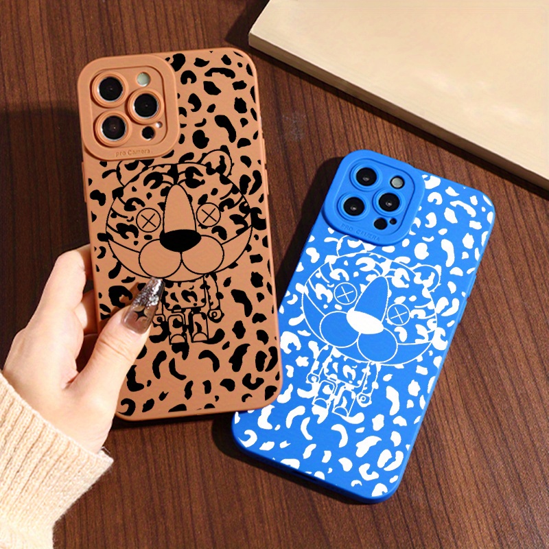 2pcs cases luxury shockproof pattern cartoon animal phone case for iphone 11 12 13 14 15 pro   for x xs max xr 7 8 plus 7p 8p bz2 cell soft car fall all inclusive graphics blue   lens protection back cover 1