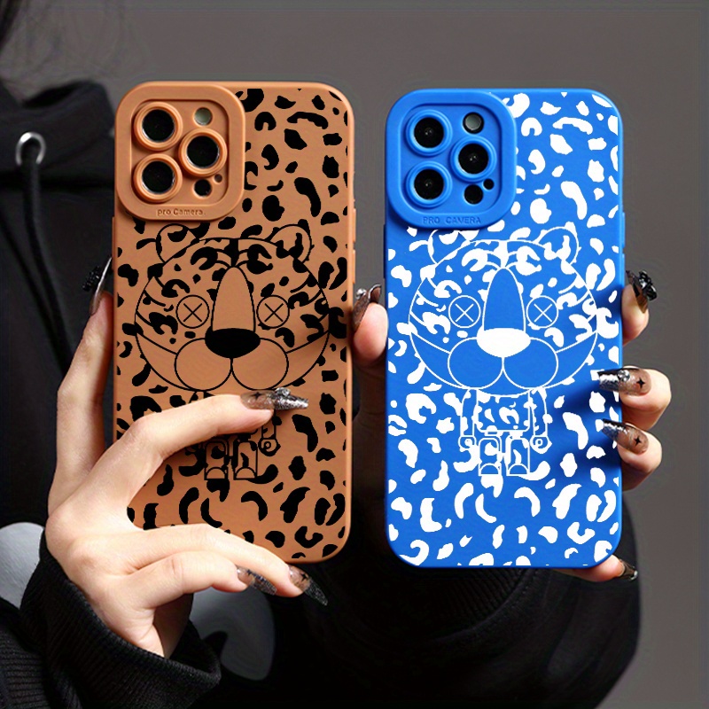 2pcs cases luxury shockproof pattern cartoon animal phone case for iphone 11 12 13 14 15 pro   for x xs max xr 7 8 plus 7p 8p bz2 cell soft car fall all inclusive graphics blue   lens protection back cover 2