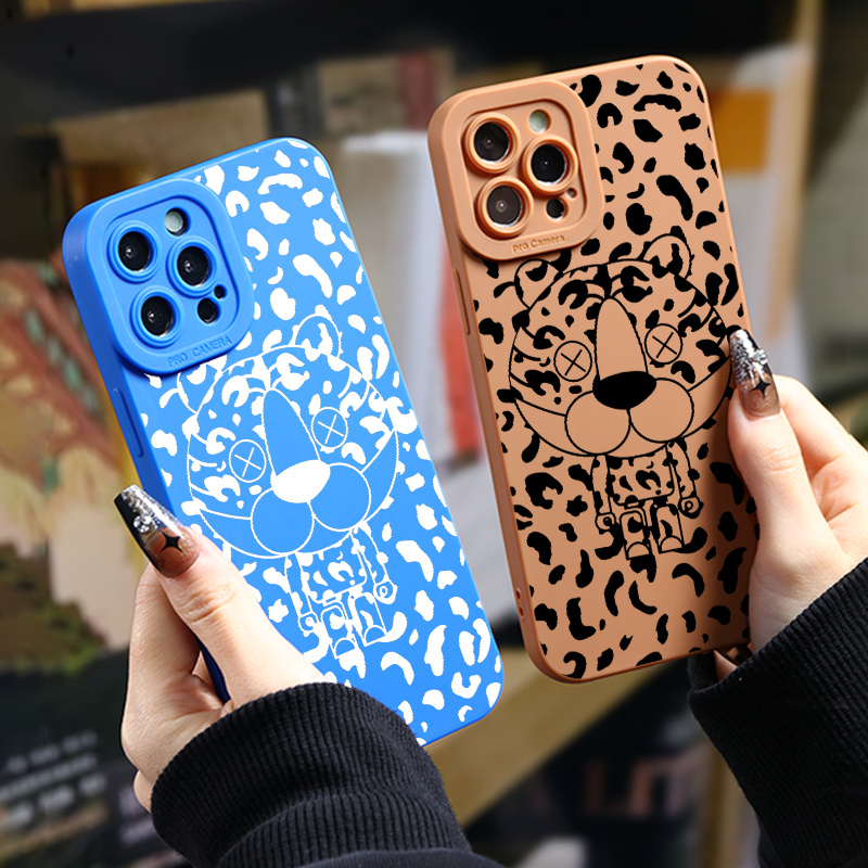 2pcs cases luxury shockproof pattern cartoon animal phone case for iphone 11 12 13 14 15 pro   for x xs max xr 7 8 plus 7p 8p bz2 cell soft car fall all inclusive graphics blue   lens protection back cover 3