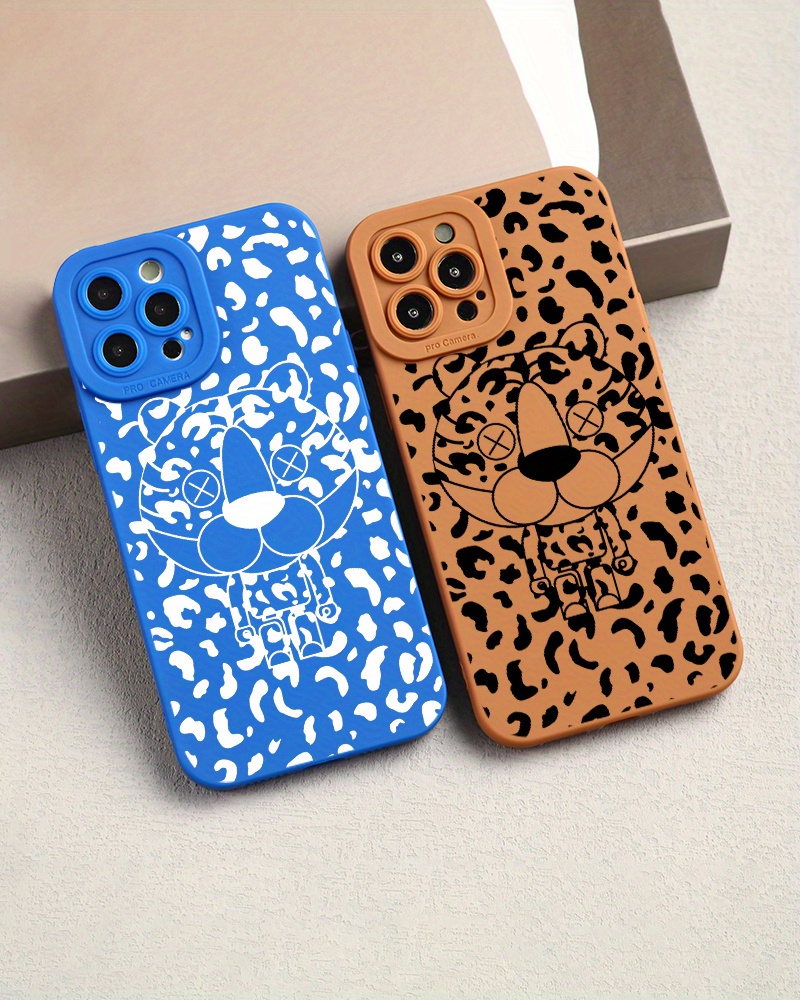 2pcs cases luxury shockproof pattern cartoon animal phone case for iphone 11 12 13 14 15 pro   for x xs max xr 7 8 plus 7p 8p bz2 cell soft car fall all inclusive graphics blue   lens protection back cover details 0