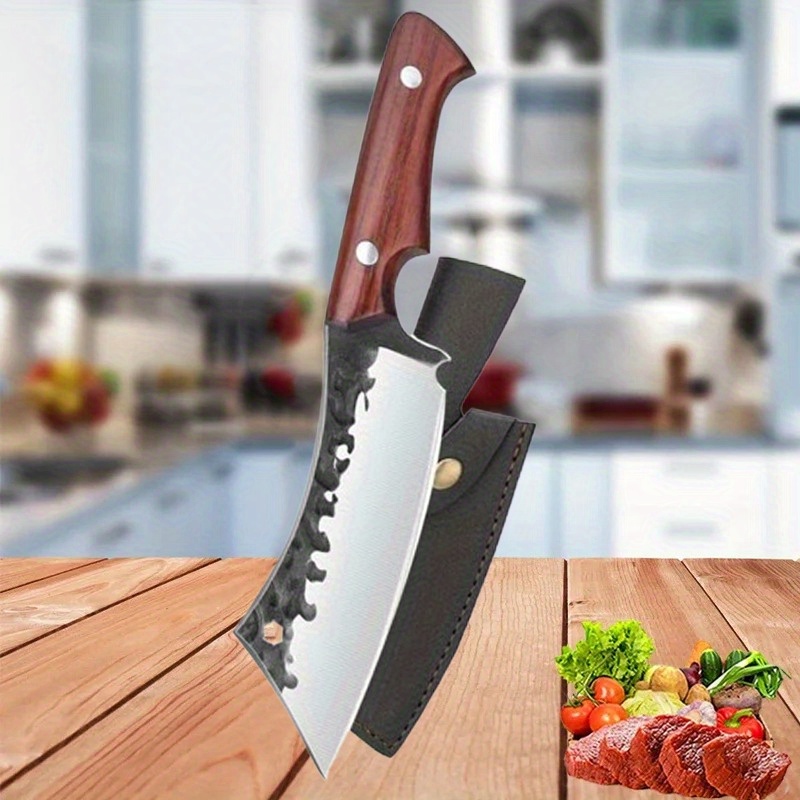 

1pc, Kitchen Knife Stainless Steel Boning Knife Meat Cleaver Butcher Knife Fruit Knife Handmade Forged Knife Wooden Handle Kitchen Vegetable Knife