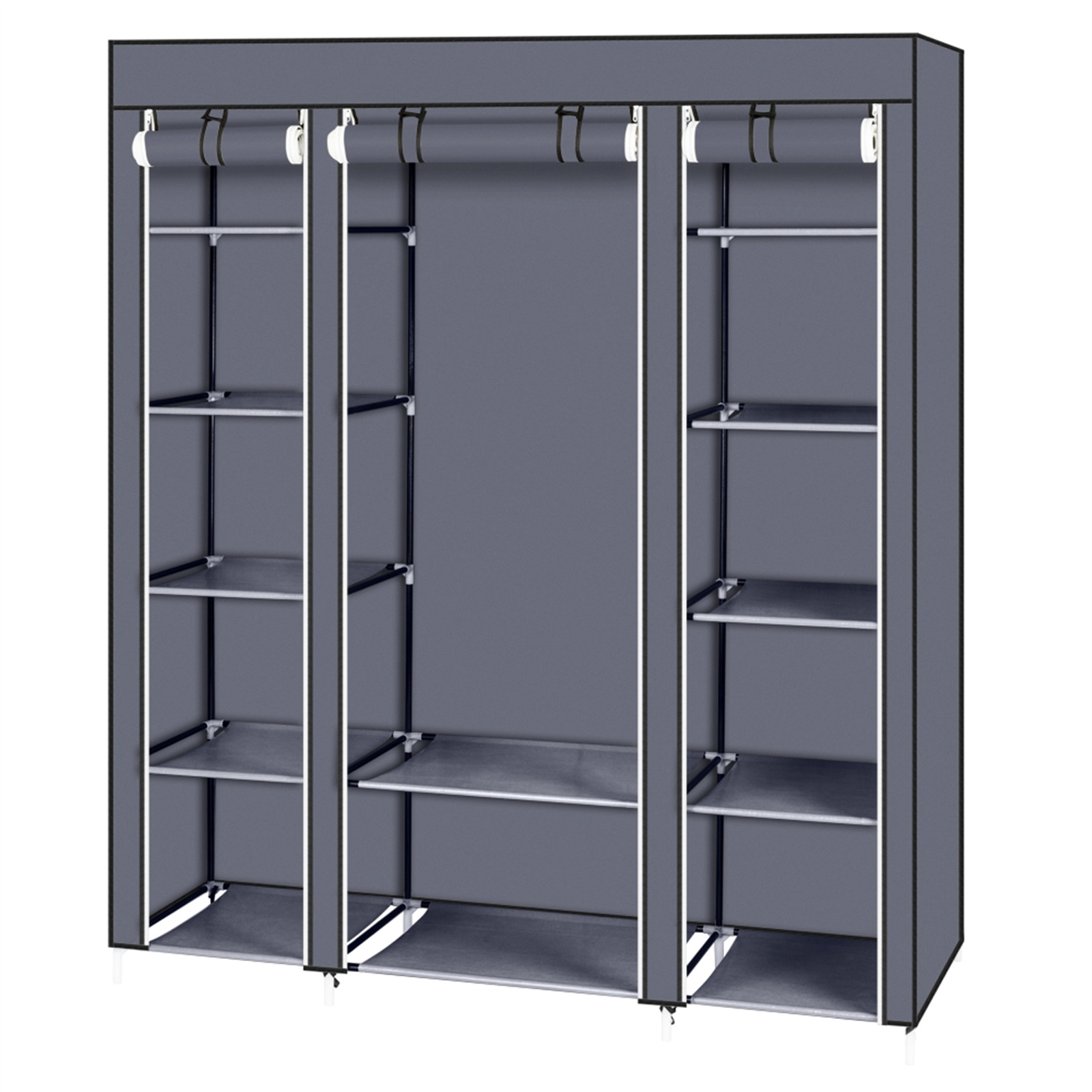 

(58" X 17" X 68.9") Waterproof Non-woven Closet 5 Shelves 12 Compartments - Gray