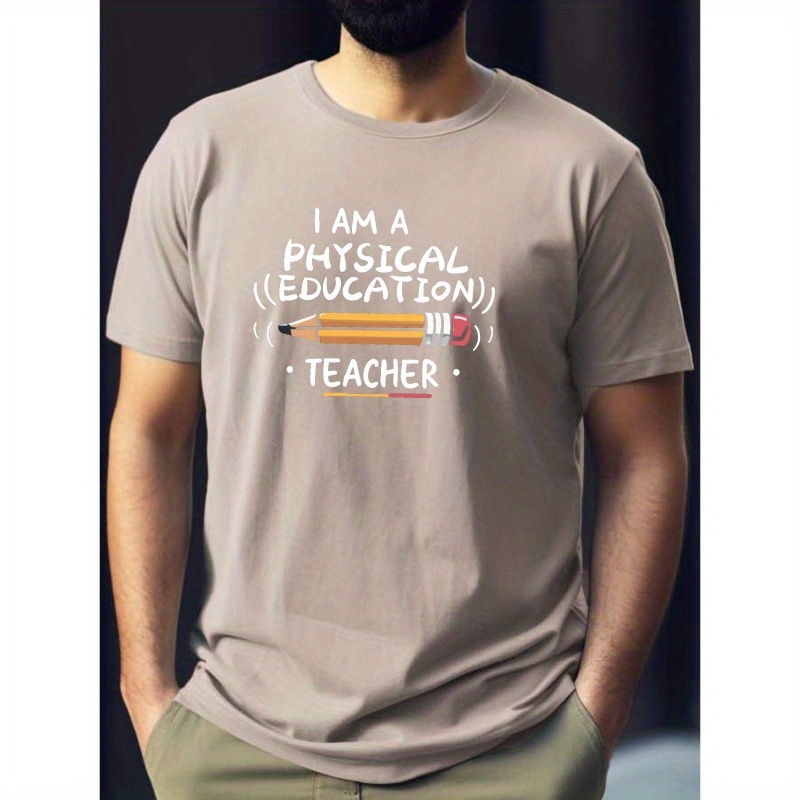 

Teacher Print Tee Shirt, Tees For Men, Casual Short Sleeve T-shirt For Summer