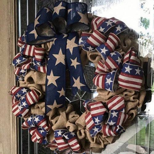 wreath patriotic wreath for front door american flag theme flower shaped wreath holiday hanging ornament for memorial day window wall decoration