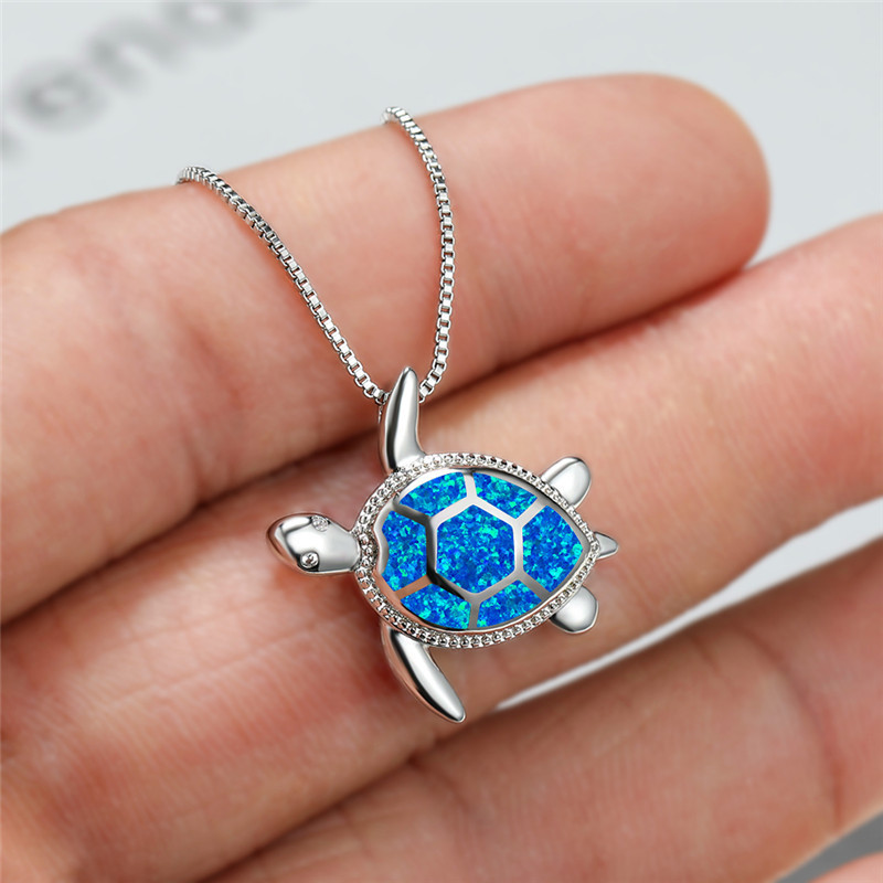 

1pc, Elegant & Retro Style, Silvery Alloy Cute Turtle Shape Pendant, Inlay Blue Oil Turtle Necklace, Fashion Accessory For Daily Wear & Holiday, Idea Gift For Ladies