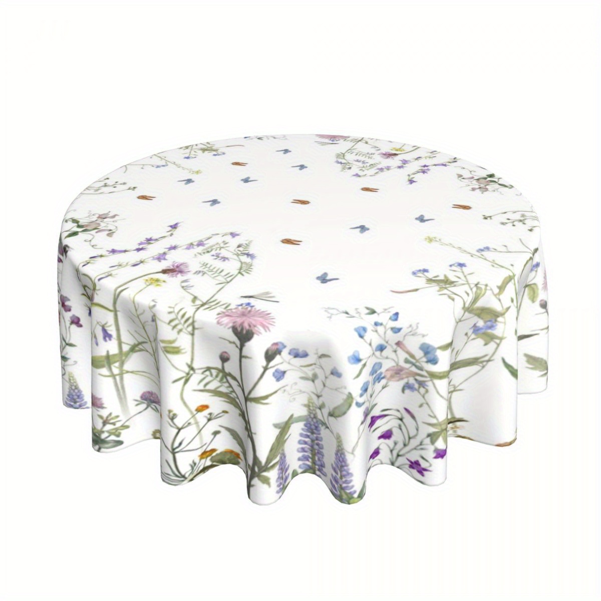 

Charming Floral Round Tablecloth - Stain-resistant & Washable Microfiber, Perfect For Kitchen & Dining Decor, Ideal Holiday Gift