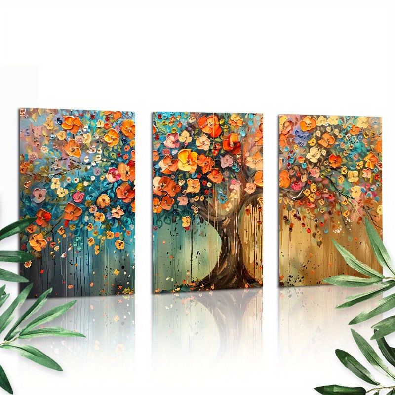 

3-piece Canvas Wall Art Set - Colorful Tree Abstract Acrylic Paintings, Major Material: Canvas, Unframed Decorative Posters, 12x18 Inches Each