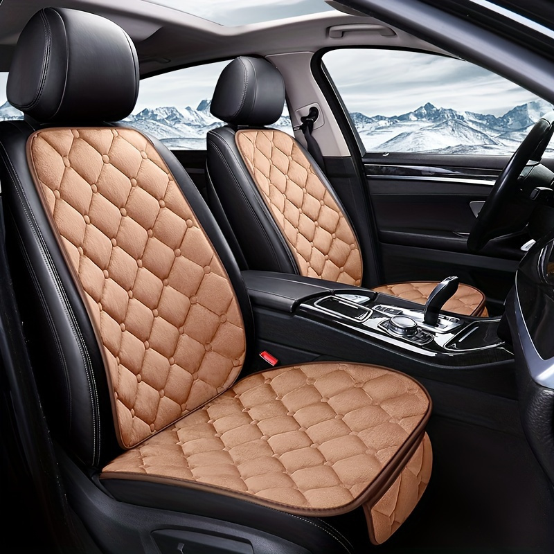 

1pc Cozy Plush Winter Car Seat Cushion - Seat With Backrest, Fit For Most Vehicles, Soft Quilted Beige Design, Installation, Cold