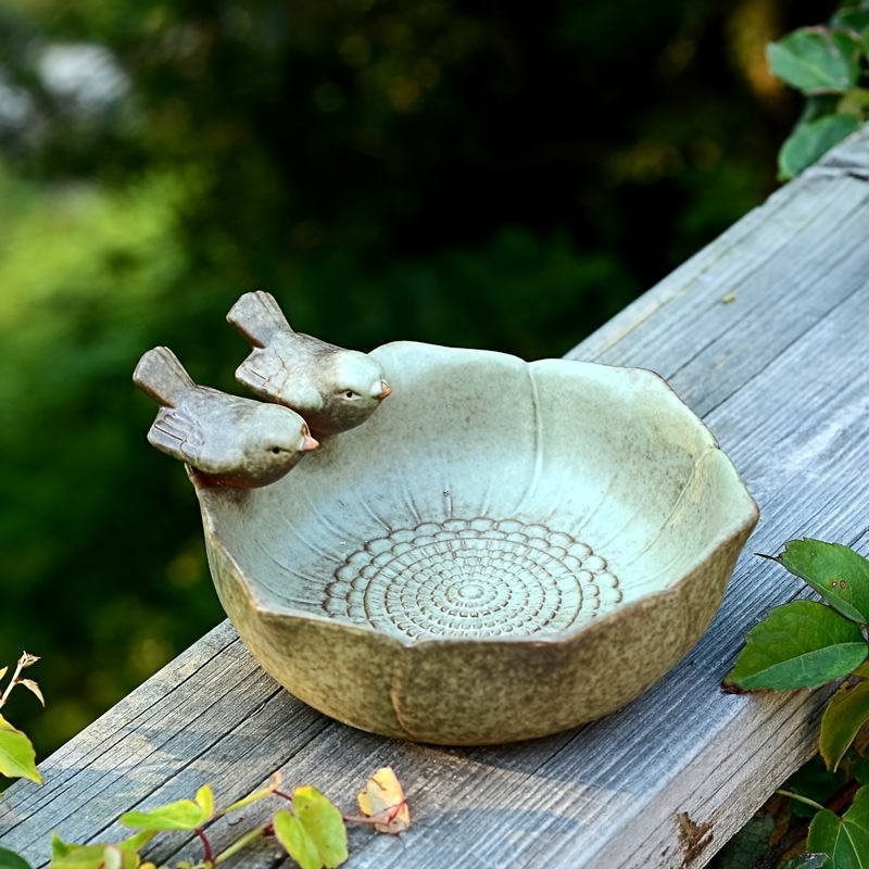 

Unique Ceramic Bird Feeder & Succulent Planter - Non-porous, Irregular Shape For Home Decor
