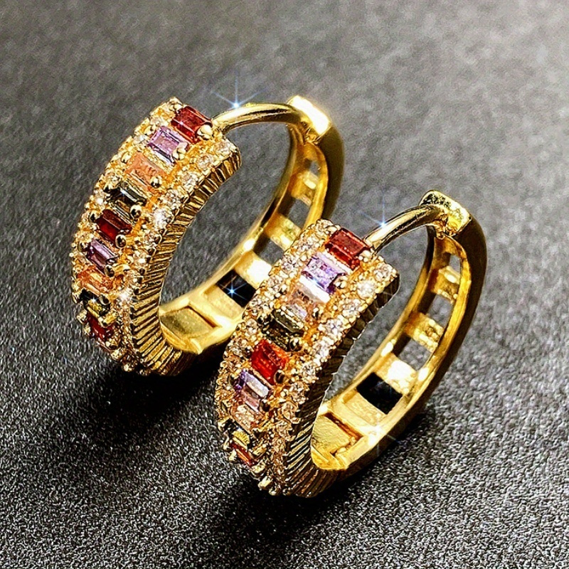 

Gold-plated Topaz And Zirconia Huggie Hoop Earrings - Sparkling Bridal Accessory For Wedding And Special Occasions