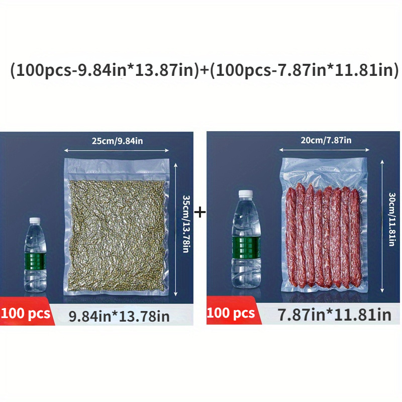 Image of 200pcs Of Textured Vacuum Food Storage Bags For Commercial Use, Designed For Evacuation And Compression, Featuring Plastic Sealing And Mesh For Freshness, Suitable For Household Vacuum Storage