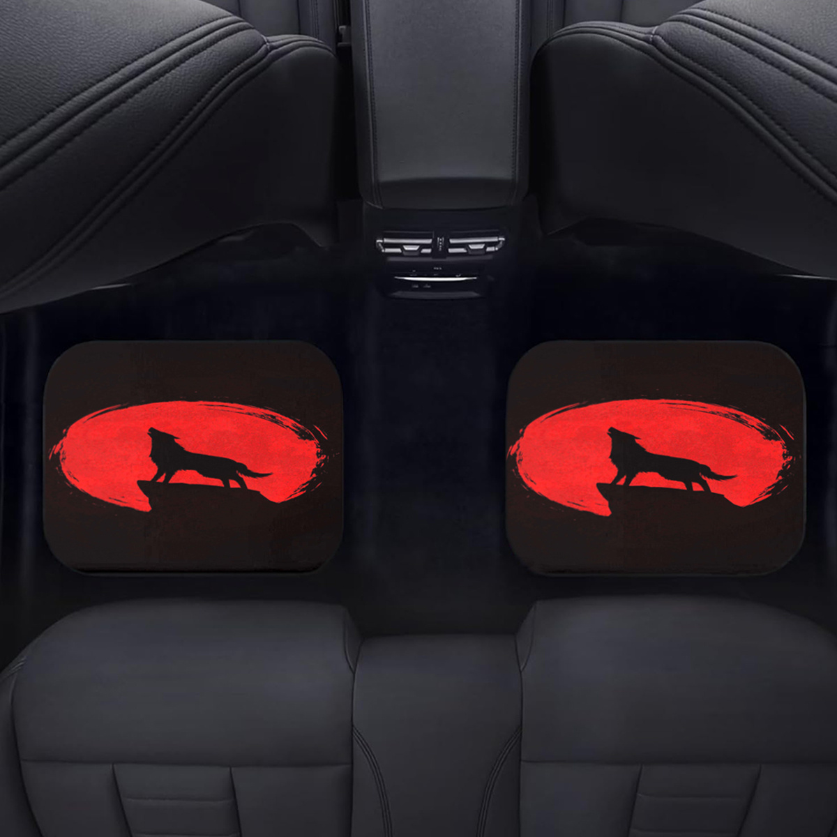 4-Piece Car Floor Mats – Wolf & Sunflower Print, All-Season Rubber, Universal Fit For Cars & SUVs - View #7