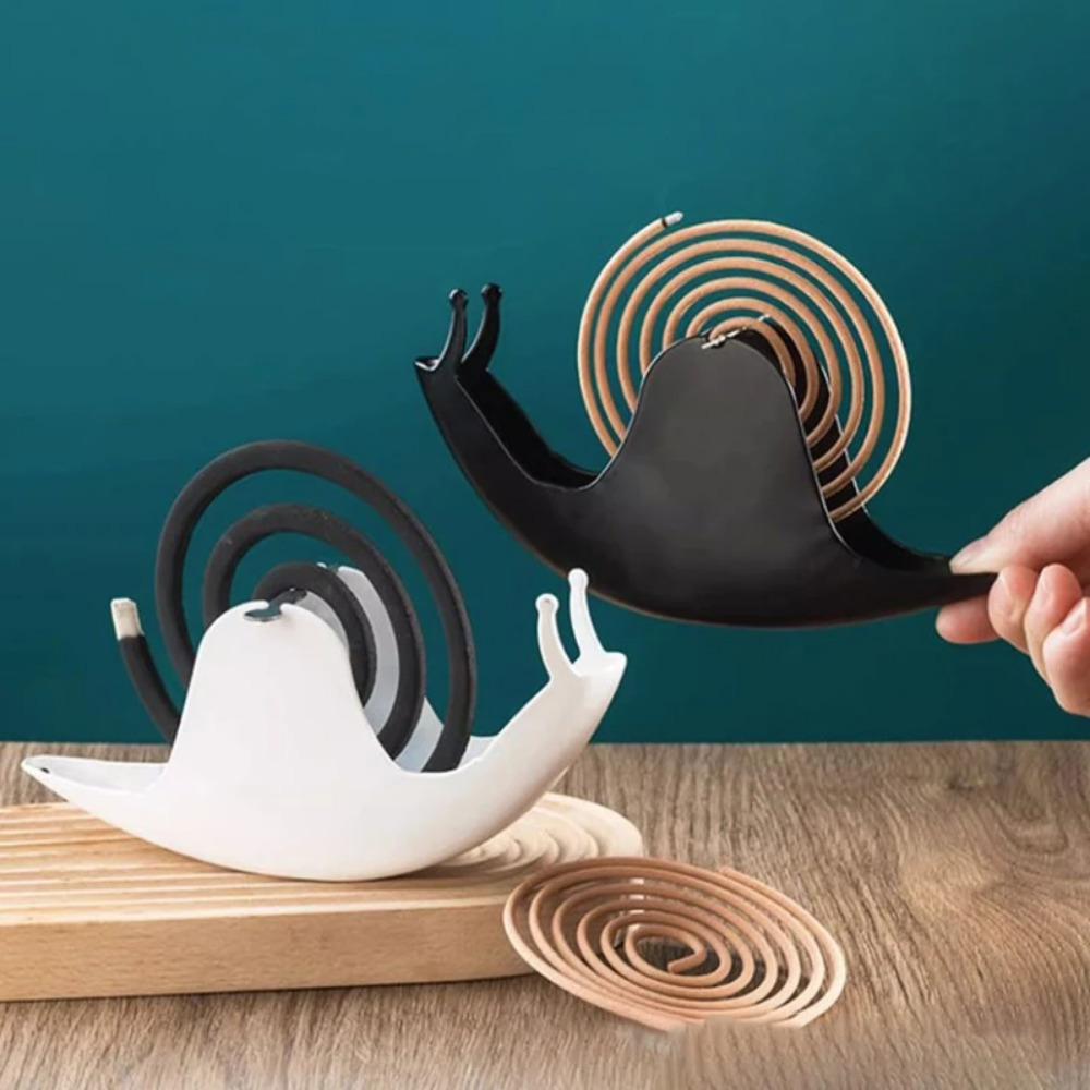 

innovative" Chic Snail-shaped Iron Mosquito Coil Holder - Fireproof, Large Capacity, Easy Ash Disposal - Perfect For Home & Outdoor Use, Available In Black & White
