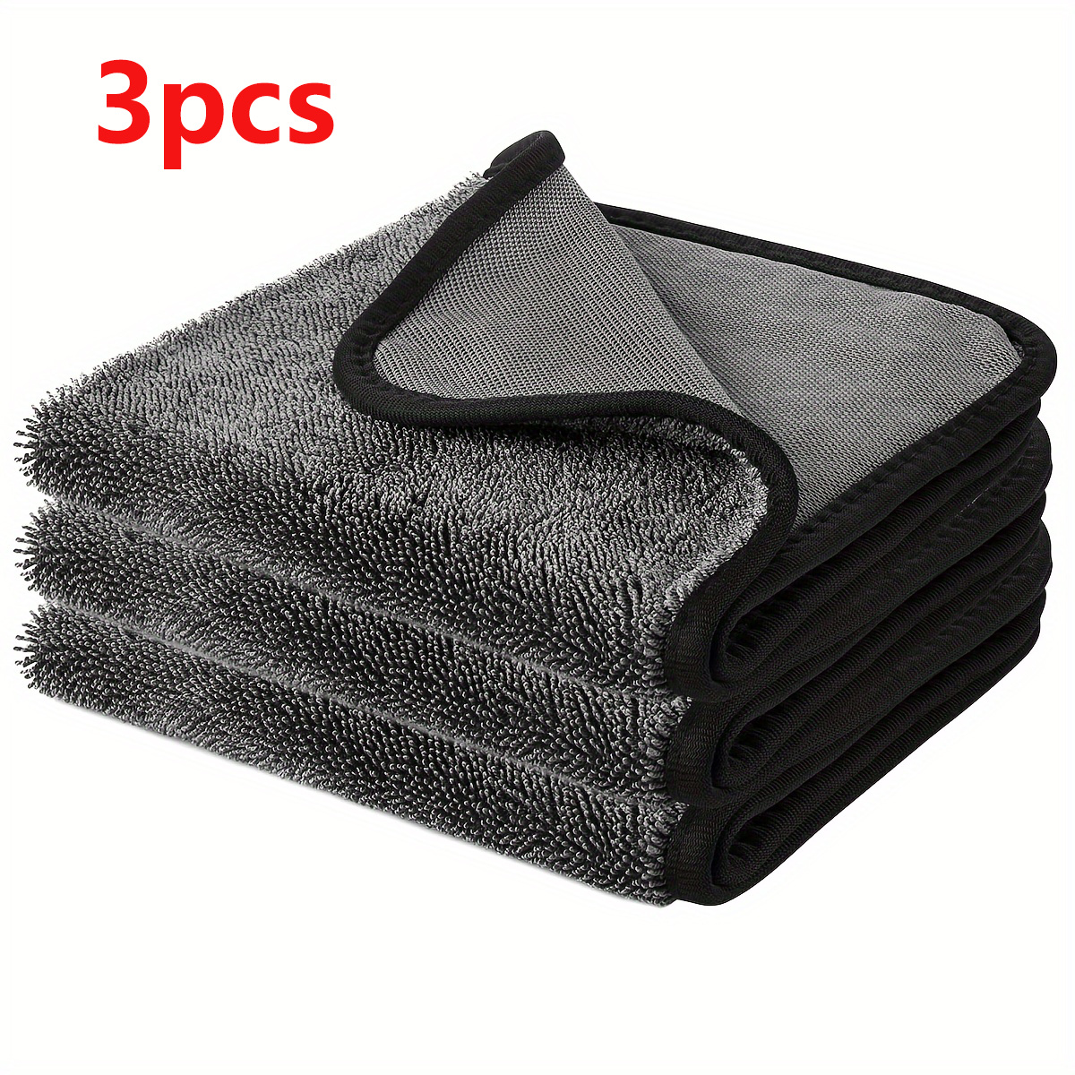 

3pcs Microfiber Car Wash Towels - Ultrafine Plush, , Non-shedding, Multipurpose Cleaning Cloth For Vehicle Exterior Maintenance