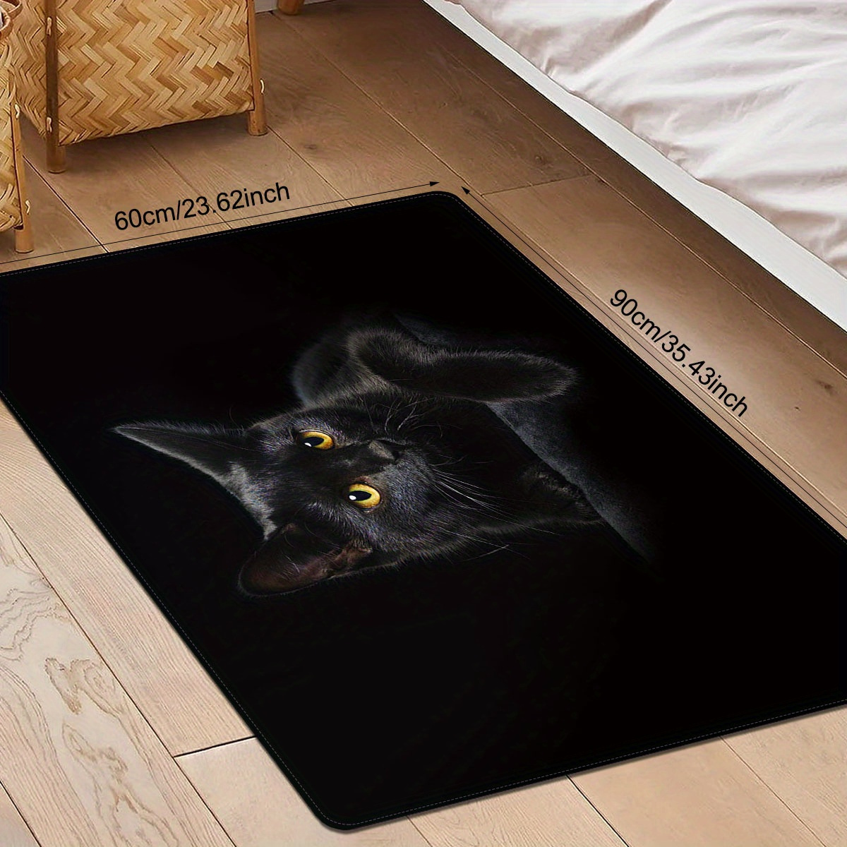 1pc black cat entrance floor mat polyester stain and slip resistant doormat for indoor outdoor use lightweight non slip rectangle rug for christmas mothers day graduation   details 4