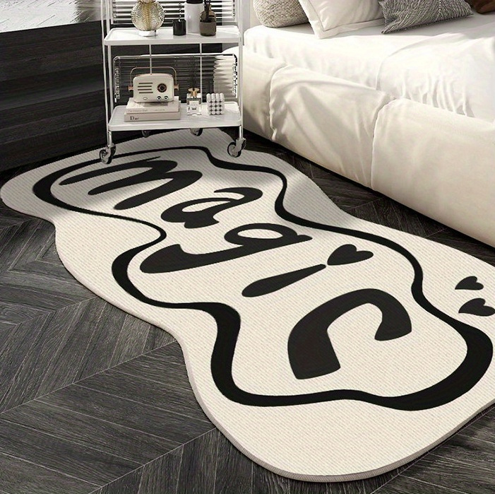 cozy cartoon coal ball bedside rug non slip soft   fleece floor mat for home decor details 5