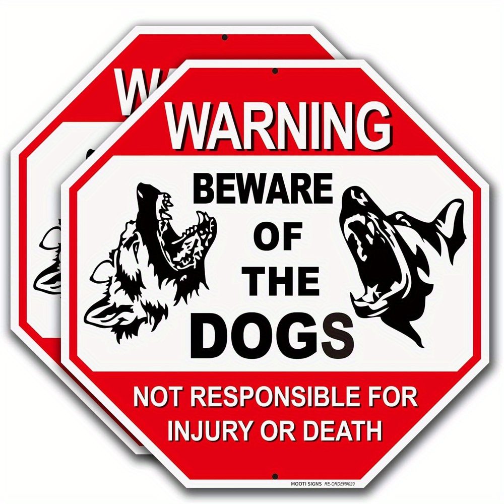 

Beware Of Dog Sign Reflective Highly Visible 12x12" Dog Warning Signs Beware Of The Dogs Aluminum Warning Sign, 2 Pack, Not Responsible For Injury Or Death, Uv Protected And Weatherproof, Easy