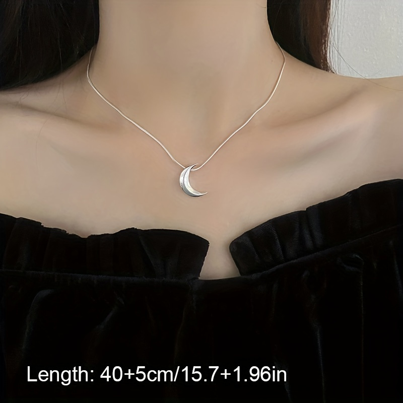 TEMU 925 Sterling Silver Moon Necklace Hypoallergenic Silver Color Necklace Jewelry Gift