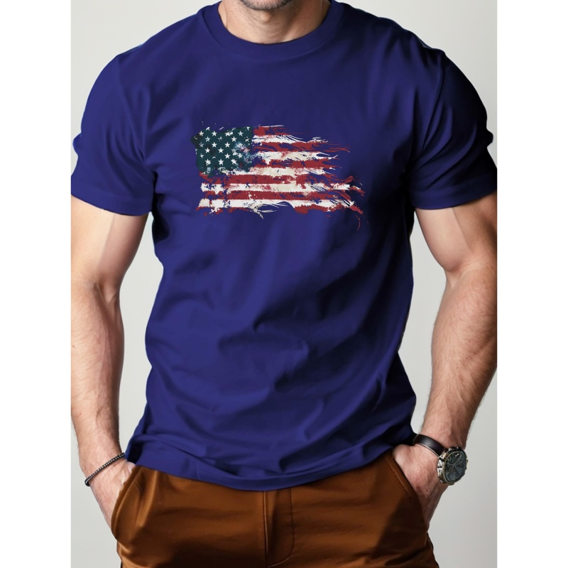 

Retro American Flag Pure Cotton Men's Tshirt Comfort Fit