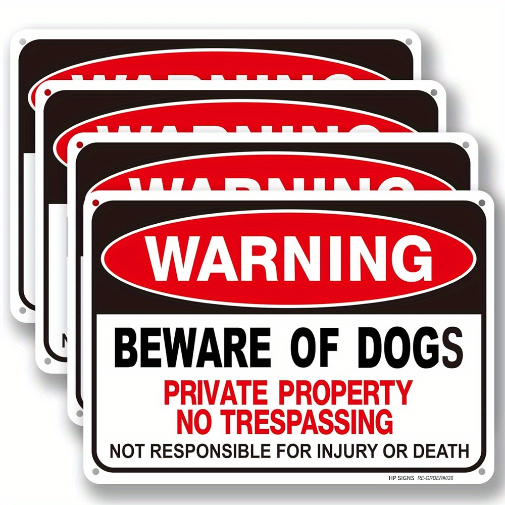 

Beware Of Dog Sign Private Property No Trespassing Dog Warning Signs Aluminum Warning Sign High Reflective Film Not Responsible For Injury Or Death 10x7", 2 Pack, Business, Driveway Alert