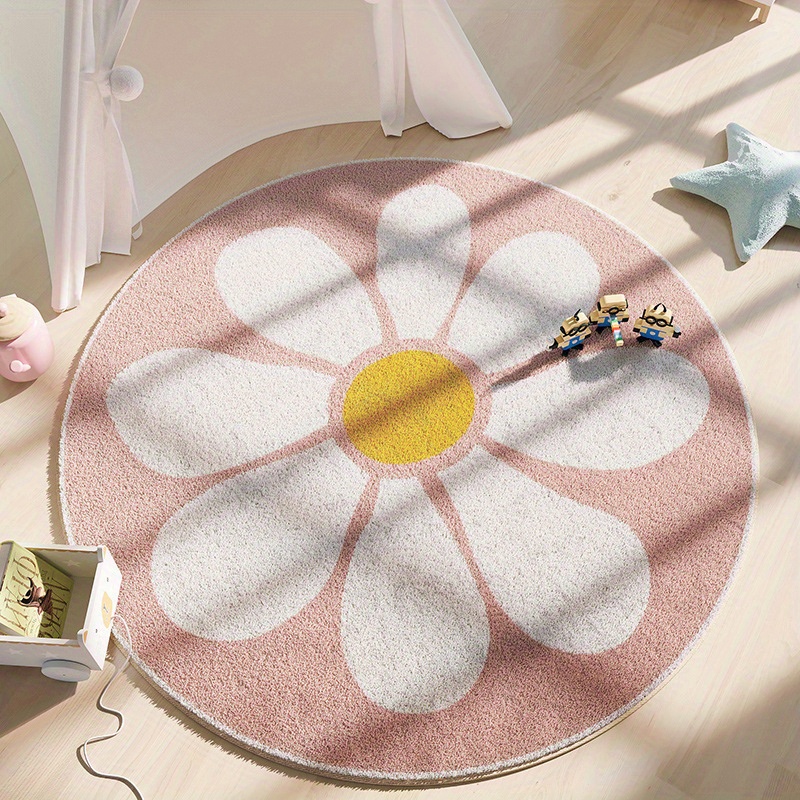 

Soft And Charming Pink Floral Rug - Machine Washable, Non-slip, High Pile, Perfect For Bedroom Or Living Room Decor