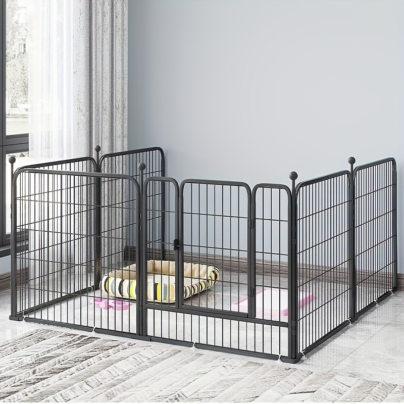 

Portable Metal Dog Playpen With Gate - Iron Pet Fence Barrier For Indoor/outdoor Use, Puppy Enclosure For Small Breeds Up To 27.5lbs