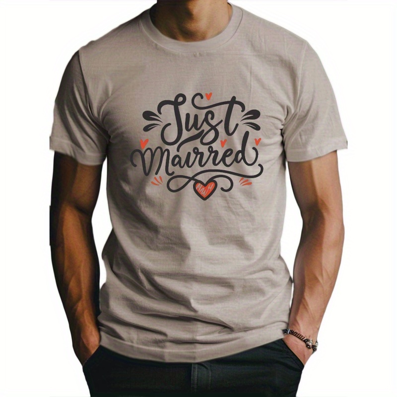 

Vintage Heart Just Married Fitted Men's T-shirt, Sweat-wicking And Freedom Of Movement