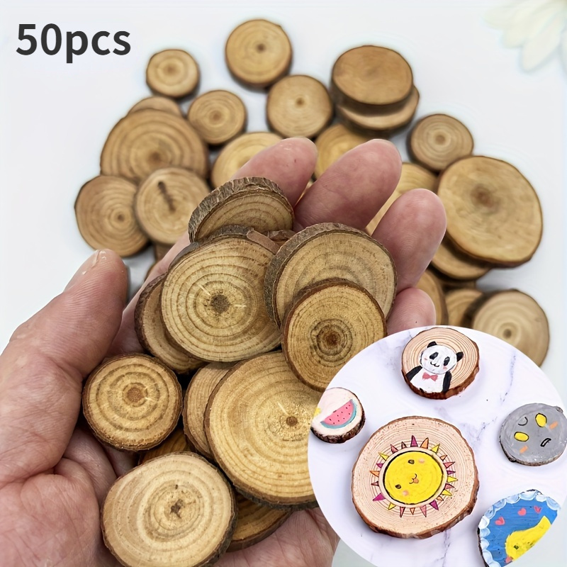 

artisanal" 50-piece Rustic Round Wood Slices - Perfect For Diy Crafts, Wedding Centerpieces & Home Decor
