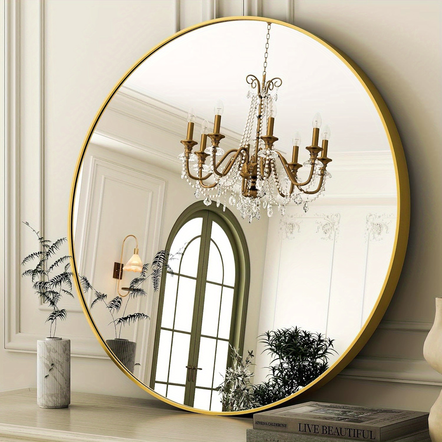 

Round Bathroom Mirror - Black Wall Mounted Circle Mirror With Metal Frame, Modern Round Hanging Mirror Suitable For Bathroom, Vanity, Entryway, Living Room