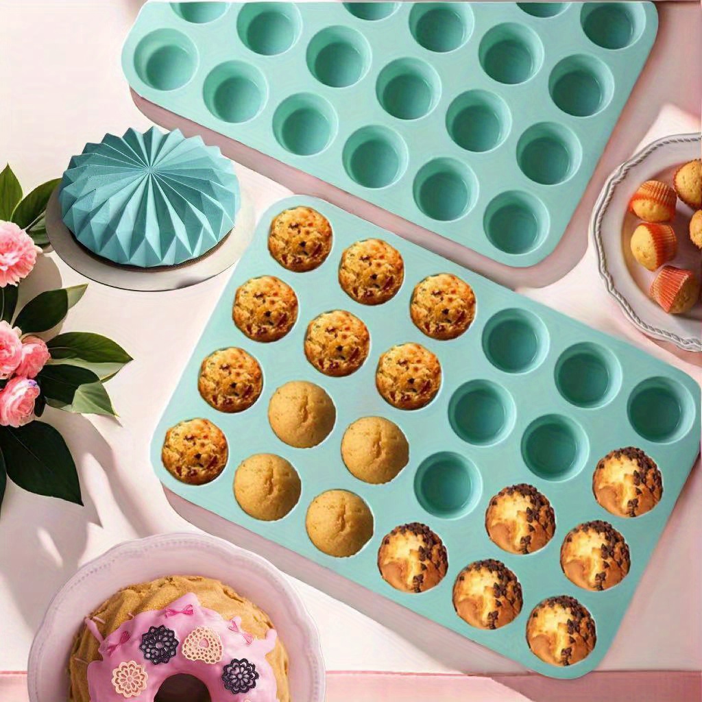 TEMU 24-cavity Silicone Muffin Pan - , Oven Safe Baking Cupcake & Pudding Mold, Home Cooks And Baking Enthusiasts