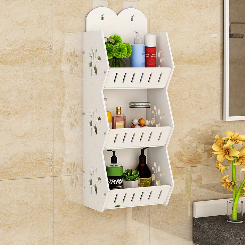 

Easy-install Double Layer Bathroom Wall Shelf - No Drill, Plastic Shower Gel & Cosmetic Organizer