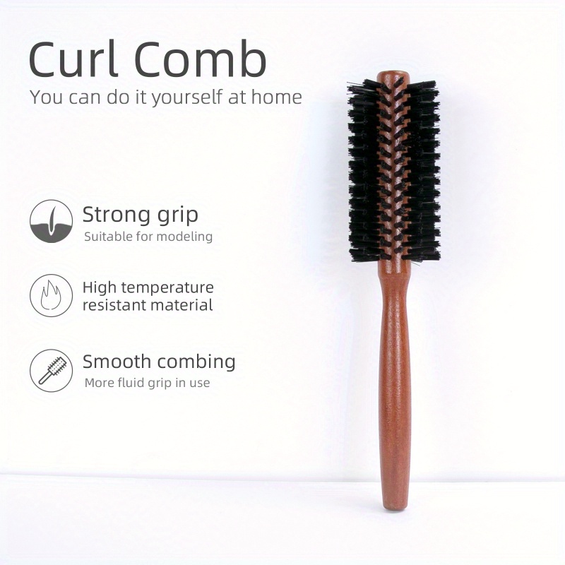 

Sculpting Round Hair Brush For Straight Hair – Ergonomic Mahogany Handle, Durable Plastic Bristles, Professional Salon Quality Curling Comb For Men And Women