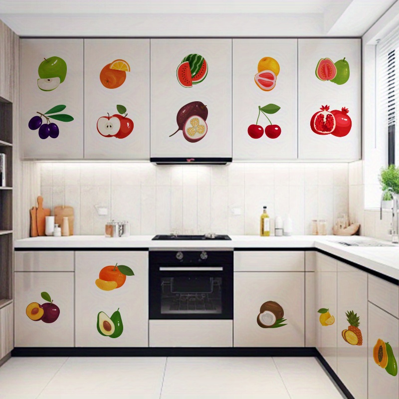 

1pc Vibrant Fruit-themed Self-adhesive Pvc Wall Sticker - Waterproof, Proof & Easy To Remove, Kitchen, Bedroom & Home Decor, Fruit Wall Stickers For Kitchen