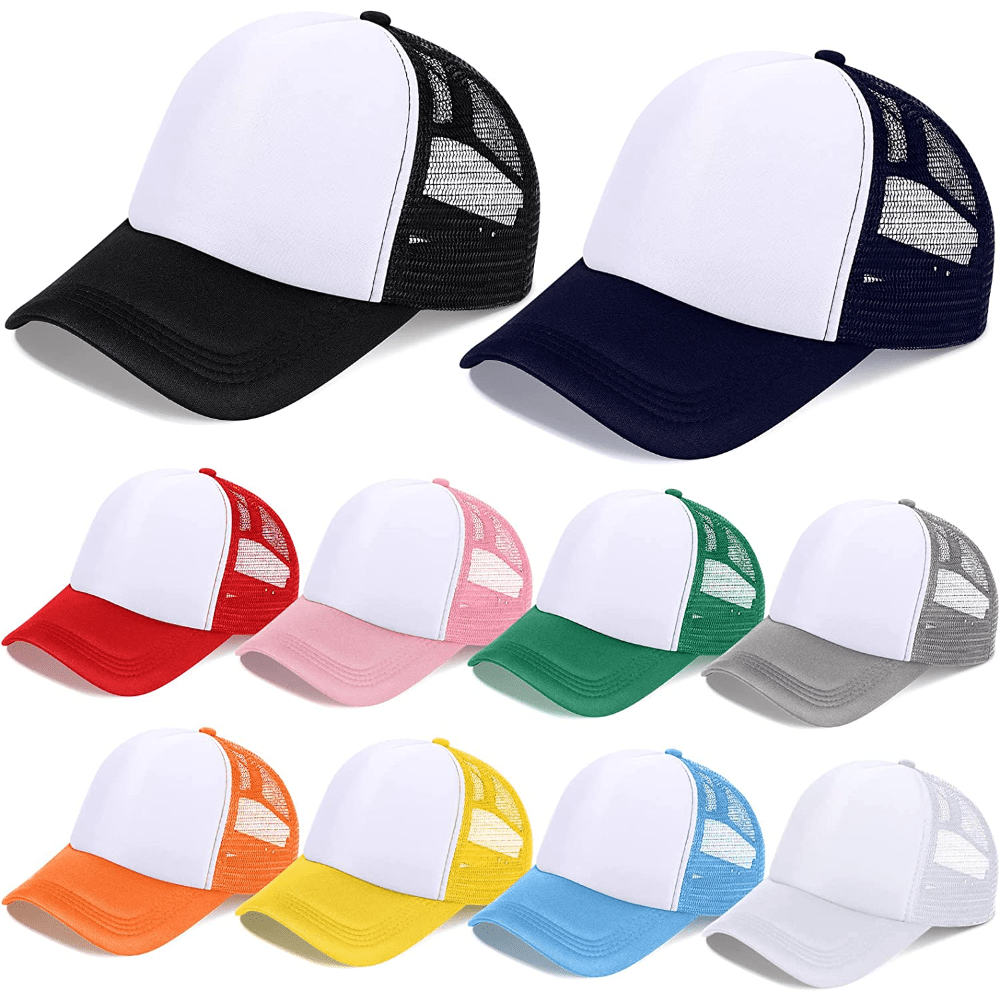 

10pcs, Cool Hippie Curved Brim Baseball Caps, Breathable Mesh Trucker Hats For Diy, Snapback Hats For Casual Leisure Outdoor Sports