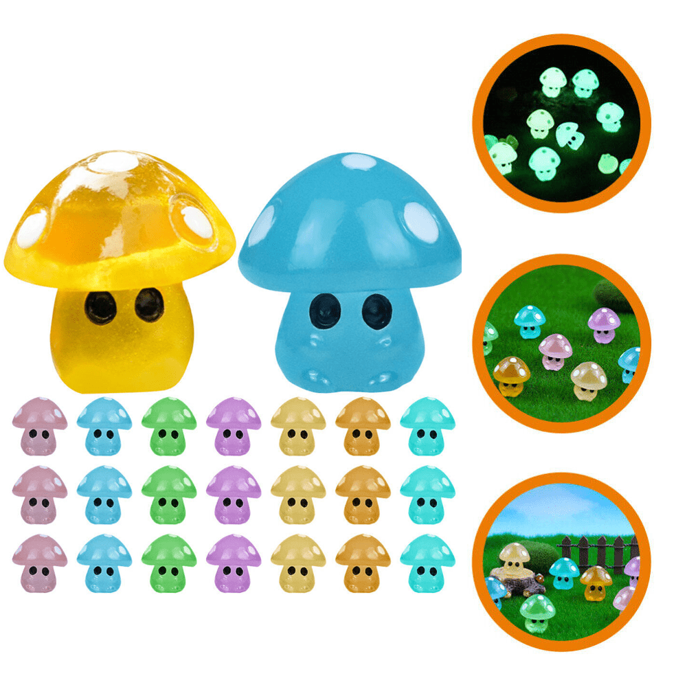 

50pcs Mixed Color Mini Resin Mushroom Elf Statue, Luminous Micro Landscape Garden Flower Pot Decoration, Suitable For Indoor And Outdoor Garden Courtyard Lawn Porch Balcony Terrace Decoration