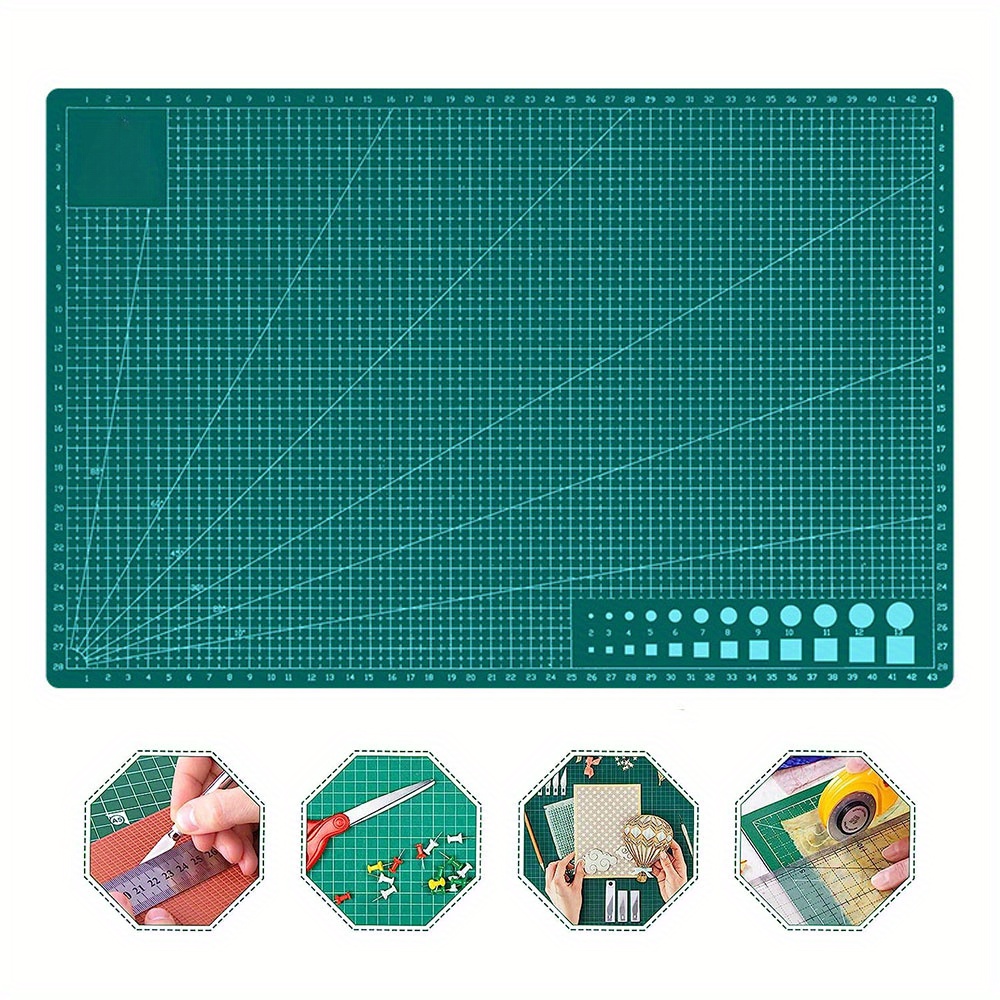 

Self Healing Sewing Mat, Double-sided Rotary Cutting Mat For Sewing Crafts, Fabric Precision, And Scrapbooking Project In Olive Green - A4/a3 Size