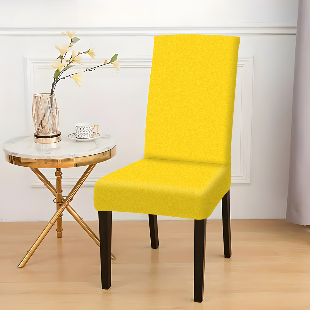 

2/4/6pcs Yellow Chair Slipcovers, Machine Washable Polyester Dining Chair Covers, Mediterranean Style Slipcover-grip With Unique Closure For Home And Restaurant Decor
